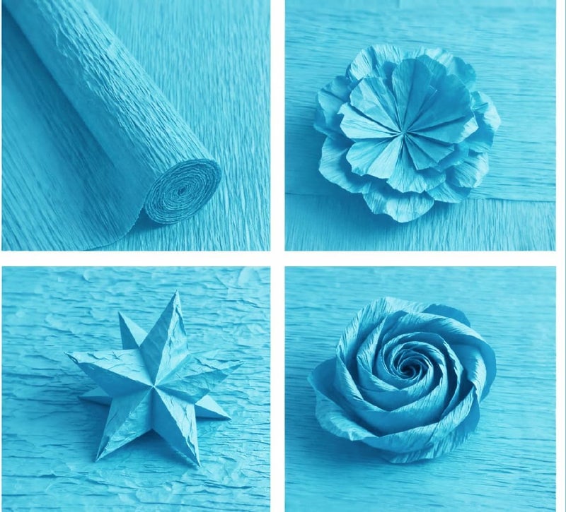 LCREATE LCREATE LCREATE Crepe Paper Roll 8.2ft Long 17 Inch Wide for Wedding Ceremony Various Large Festivals Decoration (32-Azure Blue) - Image 2